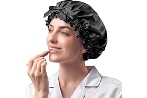 Umisleep Bonnet 100% Soie de mûrier réversible pour Cheveux bouclés, 22 Momme avec Volants – Doux, Respirant, Large Bande réglable, idéal pour la Nuit