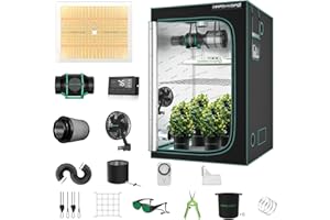 MARS HYDRO 4x4 Grow Tent Kit with Temperature Humidity Controller,300W TSW2000 LED Dimmable Grow Light,48"x48"x80" 1680D High Reflective Mylar,6 inch Customized Ventilation System,10 Speed Clip Fan
