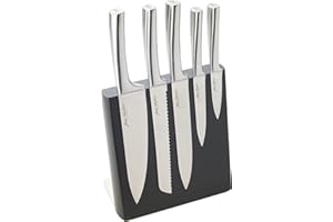 Pradel Jean Dubost 18522 Bloc Météor Façon Wengé + 5 Couteaux de Cuisine, Argent,noir