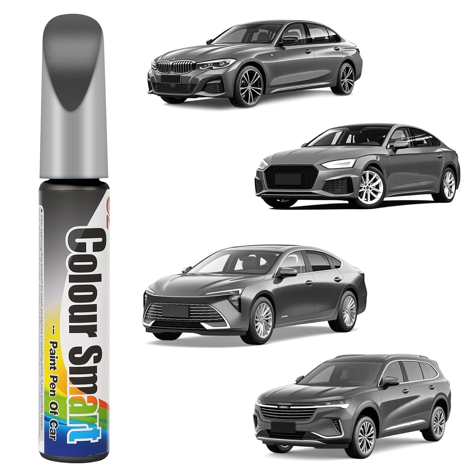Flintronic Reparatiestift voor auto's, reparatiepen voor krassen in de auto, krasverwijderaar voor autovelgen en lakdruppels op auto's, motorfietsen en fietsen (algemeen gebruik-grijs) | Krasreparatie, nauwkeurige kleurencombinatie, waterdicht en duurzaam, voor lakreparaties en reparatie
