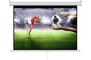 INMOZATA Pull Down Projector Screen 120 inch/266x149cm Wall & Ceiling Projector Screen with 16:9 Ratio Matte White Screen for Home School Cinema Theater Outdoor Indoor Public Display-White Frame