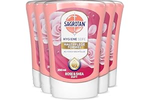 ‎SAGROTAN Sagrotan No-Touch Nachfüller Rose und Shea – Für den automatischen Seifenspender – 5 x 250 ml Handseife