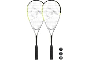 RACKETWORLD Dunlop Hyper Lite 4.0 Ti Lot de 2 raquettes de squash avec housses et 3 balles de squash