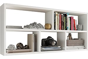 MATKAM TEO regał wiszący o nowoczesnym wyglądzie, szer. 113,6 x wys. 50 x gł. 25 cm, regał ścienny dostępny w różnych wersjach, do pracy, salonu, sypialni lub pokoju młodzieżowego (biały)