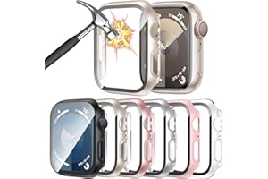 HAANILKYI 6 Stück Schutzhülle mit Displayschutzfolie Kompatibel mit Apple Watch 9/8/7 41mm, Rundum Ultradünne PC Hard Hülle Kratzfest Schutzhülle für iWatch 41mm