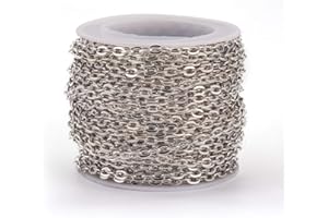 BB BEADTHOVEN Beadthoven - Catene in ferro da 10 m, 4 x 2,7 mm, per braccialetti e cavigliere, accessori in platino