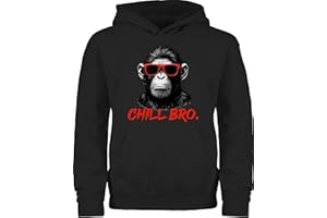 Shirtracer - Kinder Hoodie Jungen Mädchen - Chill Bro Cooler AFFE Geschenk Statement lustig I Junge Männer I Zocker Sprüche Teenager Geschenk Gamer I Coole Sprüche Zocken