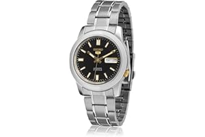 Seiko Unisex analogowy klasyczny automatyczny zegarek z paskiem ze stali nierdzewnej SNKK17K1, Czarny/szkielet, bransoletka