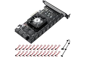 MZHOU Scheda di espansione PCI-E da 4X a 24 porte SATA3.0, Scheda Moltiplicatrice del Controller SATA da 6 Gbps, Supporto per WINDOWS, Ubuntu, Linux