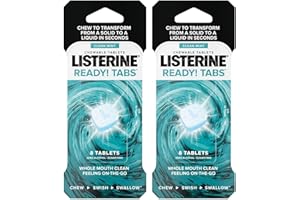 Listerine Ready Tabs tabletas masticables con sabor a menta limpia, 8 unidades (paquete de 2)