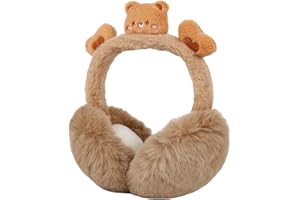 Hileyu Ohrenschützer für Männer und Frauen,Warmer Ohrenschützer für den Winter Tragbare Faltbare Ohrenschützer Fleece Plüsch Ohrenwärmer Ohrenschützer mit Cartoon-Stil