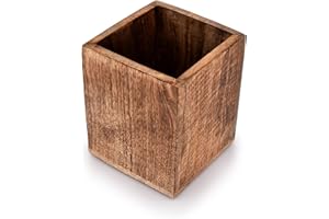 Samhita Portautensili da cucina in legno di mango per piano di lavoro, contenitore per utensili da cucina (12,7 x 12,7 x 15,2 cm)