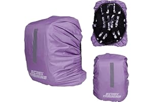 ELITEX TRAINING Funda para Lluvia para Mochila Táctica de 25L/45L, Cubierta Protectora con Tira Reflectante para la Noche (25L, Lavanda)