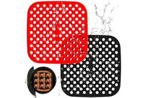KKNE 2pcs Alfombrilla Silicona Freidora Aire, Accesorios Freidora Sin Aceite, Reutilizables, 21,5 CM (Cuadrada), Para Freidoras de 3.5L y 5.5L, Accesorios Airfryer