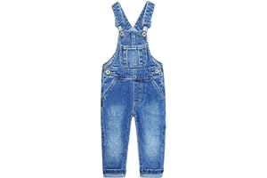 KIDSCOOL SPACE Denim Overalls,Baby Little Big Kids Hammer Loop on Jeans Dungarees Pants,Light Blue,0-14 Years