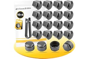 Dimiff Cache Ecrou 17mm, Cache Boulon (4X antivol + 16x normaux), Cache Boulon Jante, Capuchons Protection Hexagonal pour écrous de Roue, avec Outil Demontage |Gris-17mm