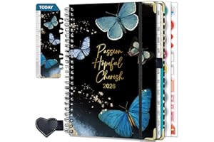 NEYSA Agenda 2026 Semainier Spirale de Janvier à Décembre 2026 (12 mois) A5 Agenda Scolaire Avec boucle de stylo,Règle Signet & Autocollants de plan, pochette (B23-Nior)