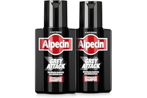‎ALPECIN Alpecin Grey Attack Coffein & Color Shampoo, 2 x 200 ml – Gegen graue Haare - Natürliches Farbergebnis ab 2-4 Wochen - Erblich bedingtem Haarausfall wird vorgebeugt
