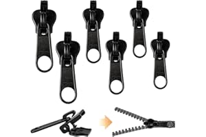 VERIDIUS 6PCS Zipper Repair Kit Zip Puller Replacement Set Universal 3 Sizes #3#5#8 Instant Zippers Rescue Fix for Luggage Backpacks Jackets Jeans Extension Fixing Clothes Sewing Black No Tool Needed Multipack