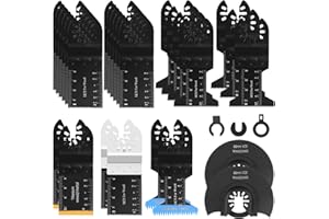 ZHUFAS 30 Pcs Lame Scie Oscillante, Universelle Outil Multifonction Saw Blades Accessoires Kit, Lame Outil Multifonction, pour Fein Multimaster, Ryobi, Milwaukee, Bosch, Dremel, Dewalt, Rockwell, Makita