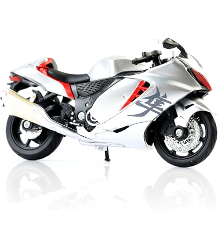 Risopen H1 Compatible avec Suzuki Hayabusa Modèle 1:18 Moto Vélo Jouet Motocross Modèle Noir Moto Jouet Supercross Collection Cadeau Argent