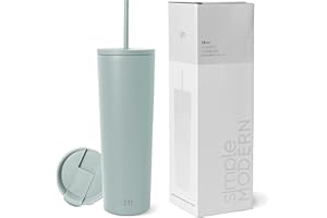 Simple Modern Insulated Tumbler with Straw and Lid | Iced Coffee Cup Reusable Stainless Steel Water Bottle Travel Mug | Gifts for Women and Men | Classic Collection | 830ml | Sea Glass Sage