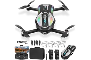Dron con 2 Cámara 4K HD, GuKKK RC Quadcopter Drone Plegable para Principiantes, 90°Eléctrica ajustable FPV Dron, 2 Baterías, Bolsa Portátil, Juguetes para Niños y Niñas Regalos Navidad (Negro)