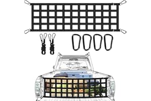 DoubleCare 60"x 18" Cargo Net for Truck Bed with 2 Adjustable Rope, Tailgate Net for Full Size Truck, Easy-to-use Cargo Net for SUV, Chevrolet, Ford, Toyota, GMC, Jeep (Black)