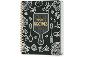LuBudingJoy Recipe Book for Own Recipes - A4 Spiral Journal to Write Your Personalised Cookbook, Blank Hardcover Family Notebook to Organize Your Recipes (140 Recipes, Black)