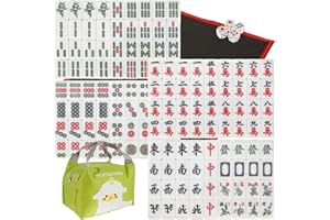 Jetcloud Mini Mahjong 144 Chinese Mahjong Tile Dot with Mat Travel Board Game Chinese Traditional Jongg Games Portable 26mm for Family Leisure Time Travel