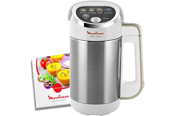 Moulinex Blender chauffant, 1000 W, Capacité 1.2 L, 5 programmes automatiques, Double paroi, Soupe, Velouté, Compote, Smoothie, Maintien au Chaud, Easy Soup silver LM841110