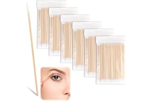 NODCOWS 600 Piezas Bastoncillos de Algodón Puntiagudos 10cm, Bastoncillo Maquillaje con Mango de Madera, Hisopos de Algodón desechables de limpieza, para Tatuajes Cejas Belleza Maquillaje Uñas
