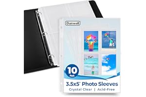 Dunwell Photo Album Page Refill - (3.5x5, 10 Pack), for 80 Pictures, 3-Ring Binder Photo Pockets, Each 4-Pocket Photo Page Holds 8 Pictures, 3.5 x 5 Photo Protectors or 3.25x5.25 Seed Binder