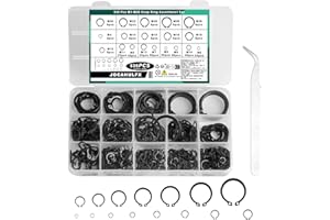 JOCAHULFX 535 Pcs Circlips Assorted Sizes, Snap Rings E Clips, C Clips Set, External Circlips C-Clips, Retaining Clip Rings, Snap Opening Ring for Axles Shafts Door Handle Spring Circlip Rings-19 Size/Black