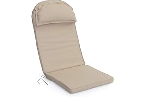 Gardenista Giardino Premium Adirondack Cuscino per sedile Con Poggiatesta | Cuscino Per Sedia Con Schienale Alto Con Lacci Di Sicurezza | Cuscini Per Sedia Patio Leggeri Senza Scivolamento (Calcolo)