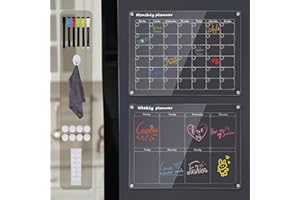 Otauoaea Calendario Magnetico Nevera Transparente,1 lote de 2 Borrable Pizarras Magnetica Nevera para Organizar, planificar menús y hacer la lista de la compra