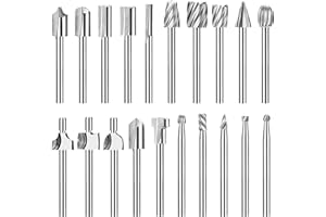 YURINWOO HSS Frese Rotative Multiuso 20 pezzi Set di Punte per Incisione ad Alta Durezza Legno Fresatura Frese Accessori per Utensili Rotanti Gambo 3 mm Fai Da Te Incisione Punte per Legno Lavorazione