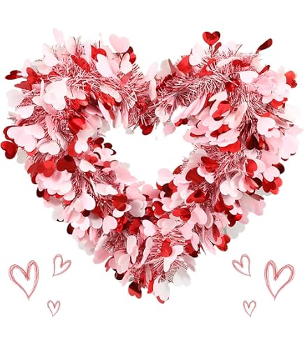 Ghirlanda a forma di cuore di San Valentino, ghirlanda di rose simulate da appendere alla porta, ornamento decorativo per feste di nozze, porta d' ingresso, interni ed esterni, decorazione per vacanze