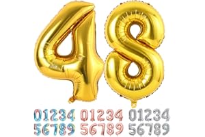 Ponmoo Foil Globo Número 48 84 Dorado, Gigante Numeros 0 1 2 3 4 5 6 7 8 9 10-19 20-29 30-39 40-49 50-60-70-80-90-100, Grande Globos para La Boda Aniversario, Globo de Cumpleaños Fiesta Decoración