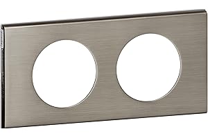 LEGRAND - Plaque Céliane - Plaque de Finition pour Prises et Interrupteurs Céliane - 2 Postes - Matière Inox Brossé