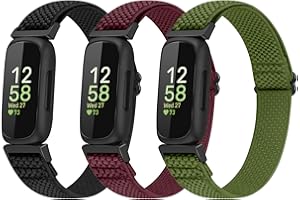 Enkic 3 Pack Elastic Strap Compatible with Fitbit Inspire/Fitbit Ace, Adjustable Stretchy Nylon Sport Replacement Wristband for Men Women