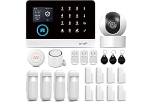 LWOHSI Sistema di allarme con telecamera, sistema di allarme antifurto GSM WIFI da 22 pezzi con allarme tramite app per telefono, sirena di allarme 120b, compatibile per casa e ufficio