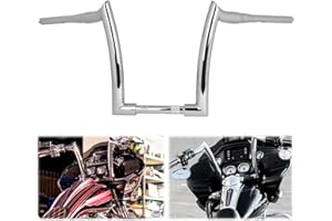 YHTIMIOX 12" Rise 1.5" Fat Motorcycle Handlebars Sharp Sheep Horn Style Ape Hangers Handlebar Compatible with Harley Dyna Scooter Softail Sportster Road King Chrome