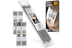 Nicpro 24 pezzi matita per carpentiere ricarica 2,8 mm, ricarica per matita meccanica per carpentiere, mina resistente alla rottura da HB per matite da costruzione (nero)