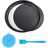 Czwander Quicheform 28 cm, Tarteform mit Hebeboden, Backform Rund, Abnehmbare Kuchenform, mit einer Runden Reinigungsbürste u