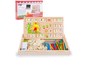 VingaHouse Montessori Math Toys,Multifunción Wood Learning，Navidad/Año Nuevo/Día del Niño/Regalo de cumpleaños,Adecuado para Juguetes de iluminación para niños de 4 5 6 7 años.