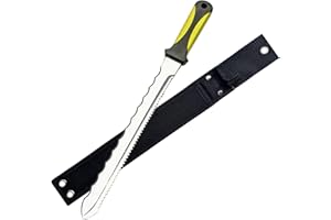 TRADE 4 YOU LTD Insulation Knife with Sheath - Serrated Stainless Steel Saw for Cutting XPS & PIR Foam Board, Rockwool, Polystyrene and Loft Insulation Materials (YHSC)