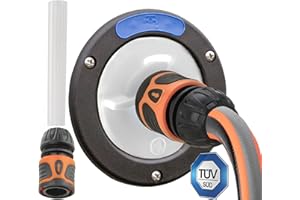 valuents® Pokrywa zbiornika na wodę, 3 piny, średnica 78 mm, biała, do kampera z wężem do króćca do wlewu wody + plus: adapter do węża wodnego