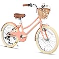 Glerc Missy 20" 24" 26" Inch Girl Cruiser Hybrid 6-Speed City Bicycle for Youth Girls Over 8 Years Old with Wicker Basket & Lightweight, Multiple Colors