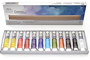 ‎WINSOR & NEWTON Winsor & Newton 0390636 Cotman Aquarellfarben Set, lebendige Wasserfarben mit hoher Lichtechtheit, große Farbauswahl, Alterungsbeständig - 12 Farben in 8ml Tuben
